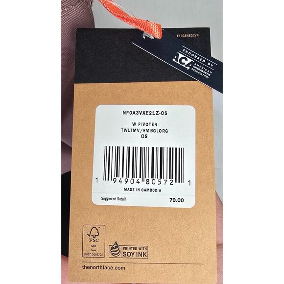 The North Face Women's Pivoter Backpack Twilight Mauve / Emberglow Orange NWT - Picture 7 of 16